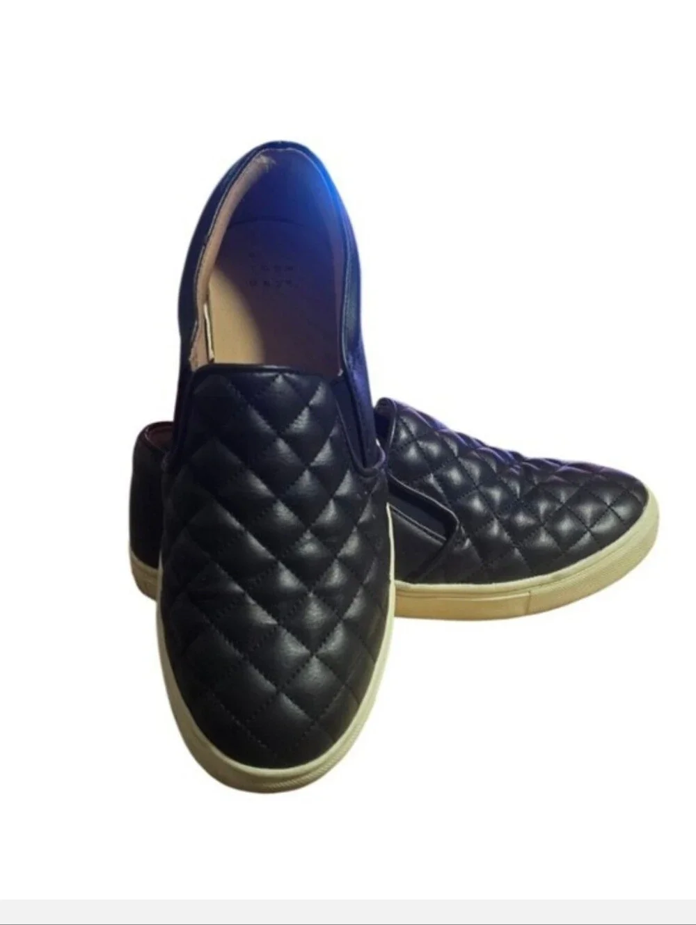 a new day Black Quilted Slip-On Sneakers with White Sole
